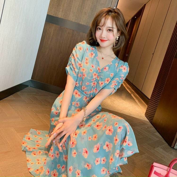 Đầm Hoa Lụa Đuôi Cá - HN923